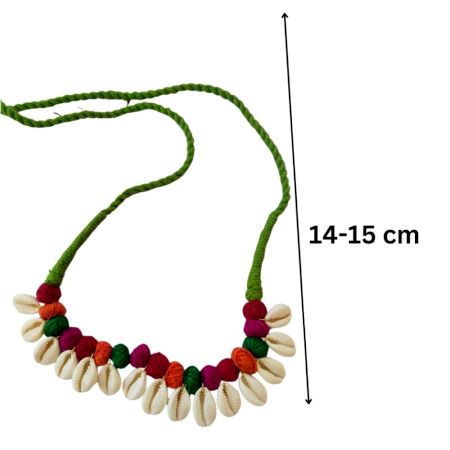 Multicolor Pom Pom Shell Adjustable Choker Necklace